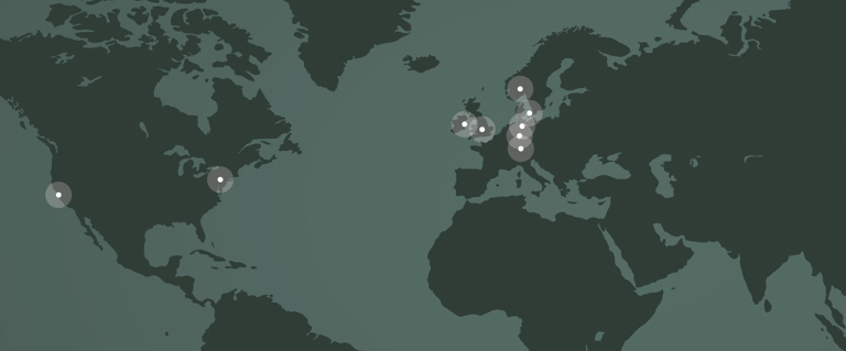 Carte du monde avec les bureaux de WindowMaster